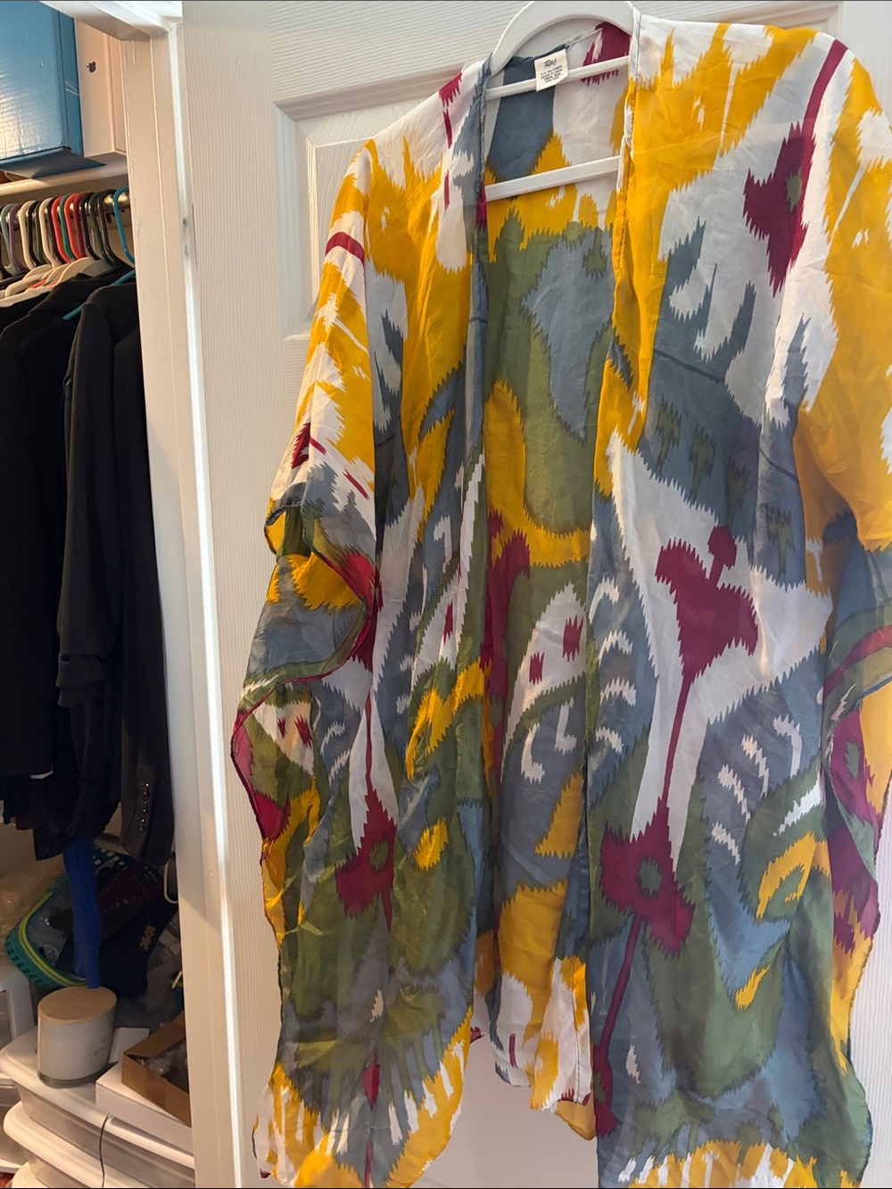 Raj Sheer Floral Kimono in Yellow, Gray, Olive, Maroon, White
